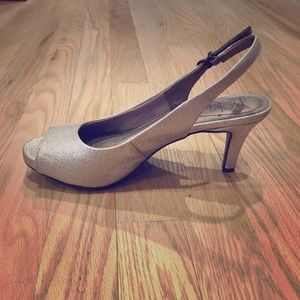 Sparkly peep toe sling back pumps by Life Stride